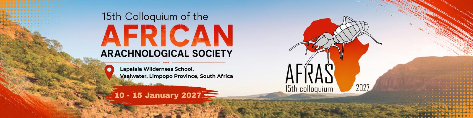 15th Colloquium of the African Arachnological Society, Lapalala Wilderness School, Vaalwater, Limpopo Province, South Africa, 10-15 January 2027